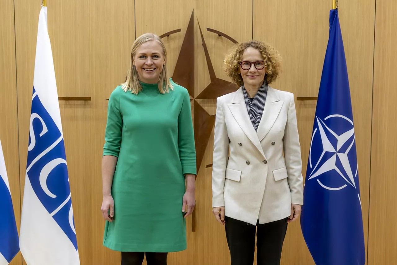 NATO Deputy Secretary General Radmila Shekerinska meets with Elina Valtonen, Minister for Foreign Affairs of Finland and Chairperson-in-Office of the OSCE, at NATO Headquarters