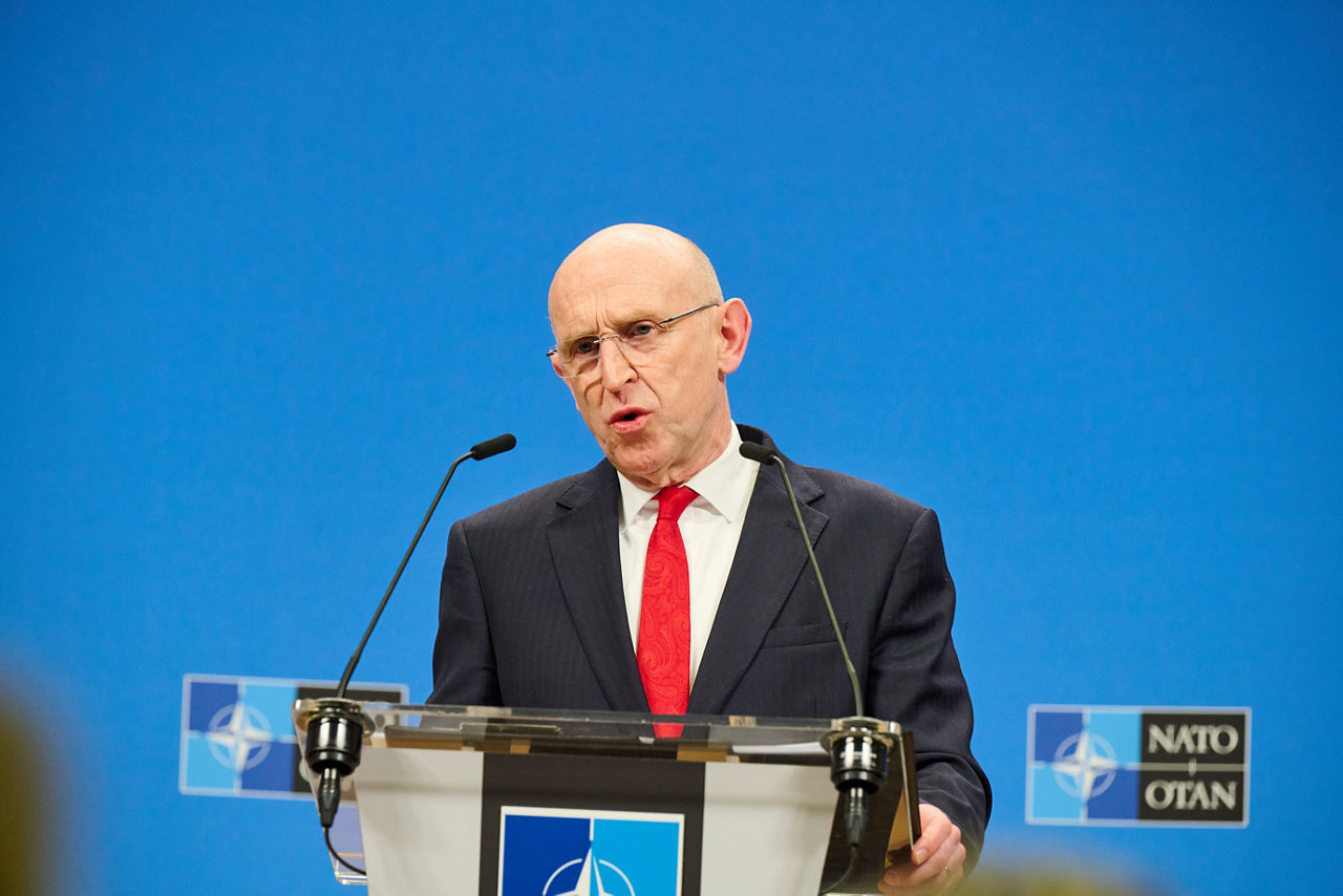 Press Conference by John Healey, Minister of Defence of the United Kingdom at NATO Headquarters in Brussels, Belgium