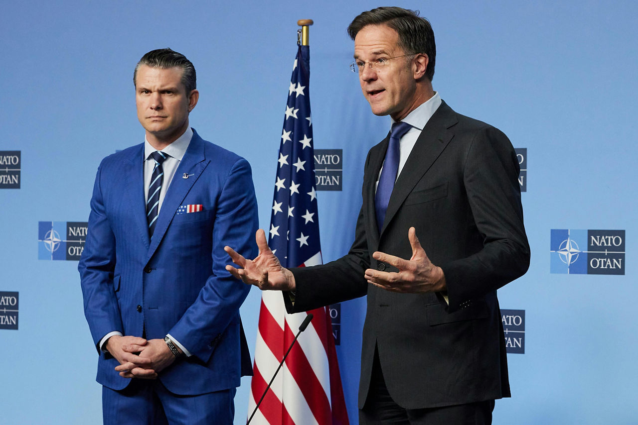 NATO Secretary General Mark Rutte meets with Pete Hegseth, US Secretary of Defense