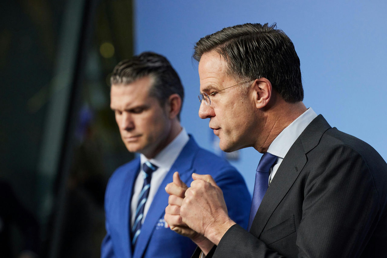 NATO Secretary General Mark Rutte meets with Pete Hegseth, US Secretary of Defense