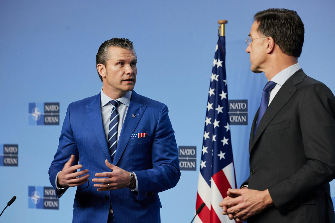 NATO Secretary General Mark Rutte meets with Pete Hegseth, US Secretary of Defense
