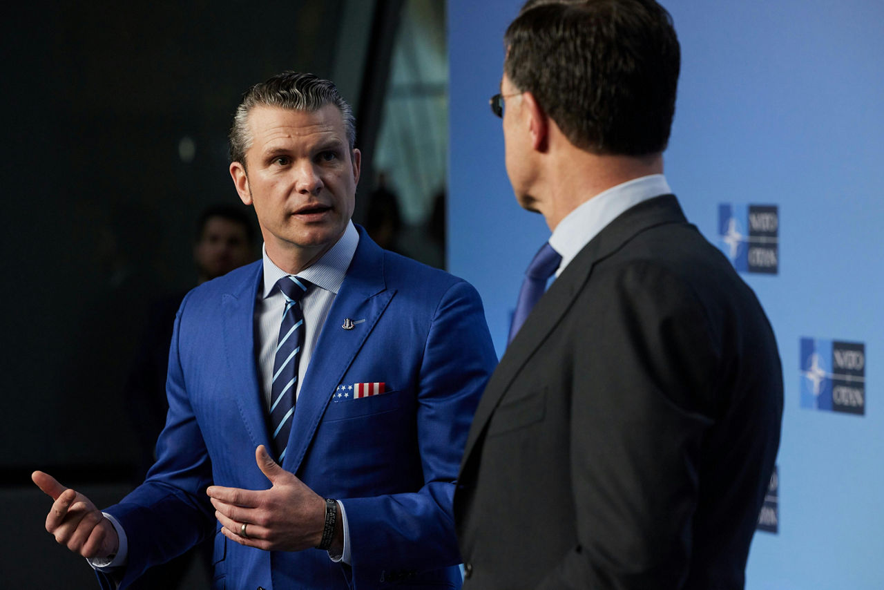 NATO Secretary General Mark Rutte meets with Pete Hegseth, US Secretary of Defense