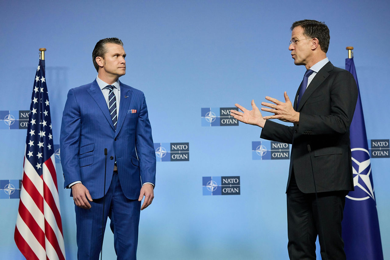 NATO Secretary General Mark Rutte meets with Pete Hegseth, US Secretary of Defense