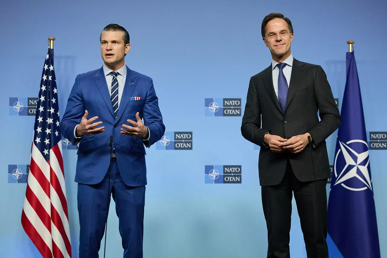NATO Secretary General Mark Rutte meets with Pete Hegseth, US Secretary of Defense
