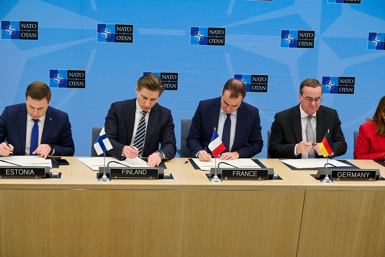 Signing ceremony led by the Defence Investment Division of Letters of Intent and Memorandums of Understanding on Multinational Cooperation - Meeting of NATO Ministers of Defence, Brussels