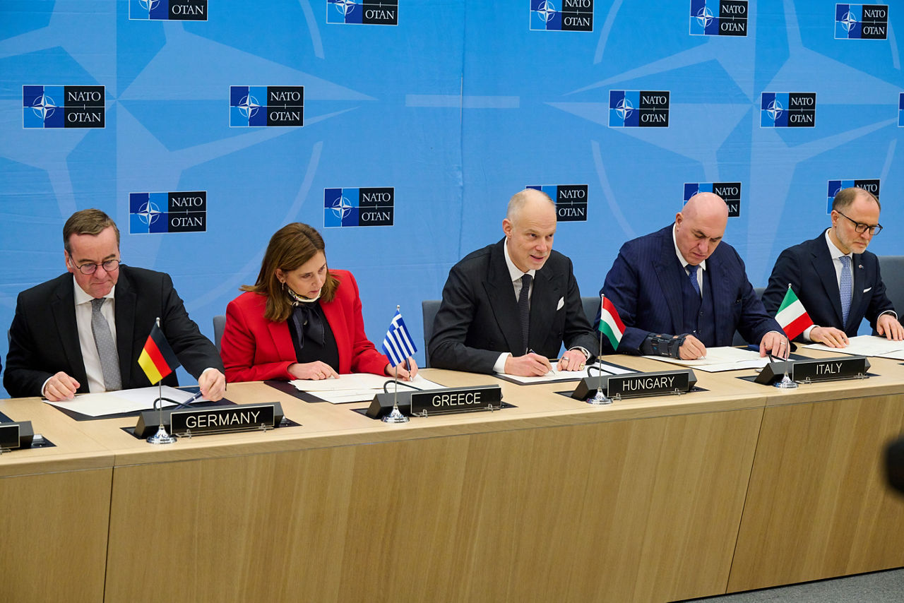 Signing ceremony led by the Defence Investment Division of Letters of Intent and Memorandums of Understanding on Multinational Cooperation - Meeting of NATO Ministers of Defence, Brussels