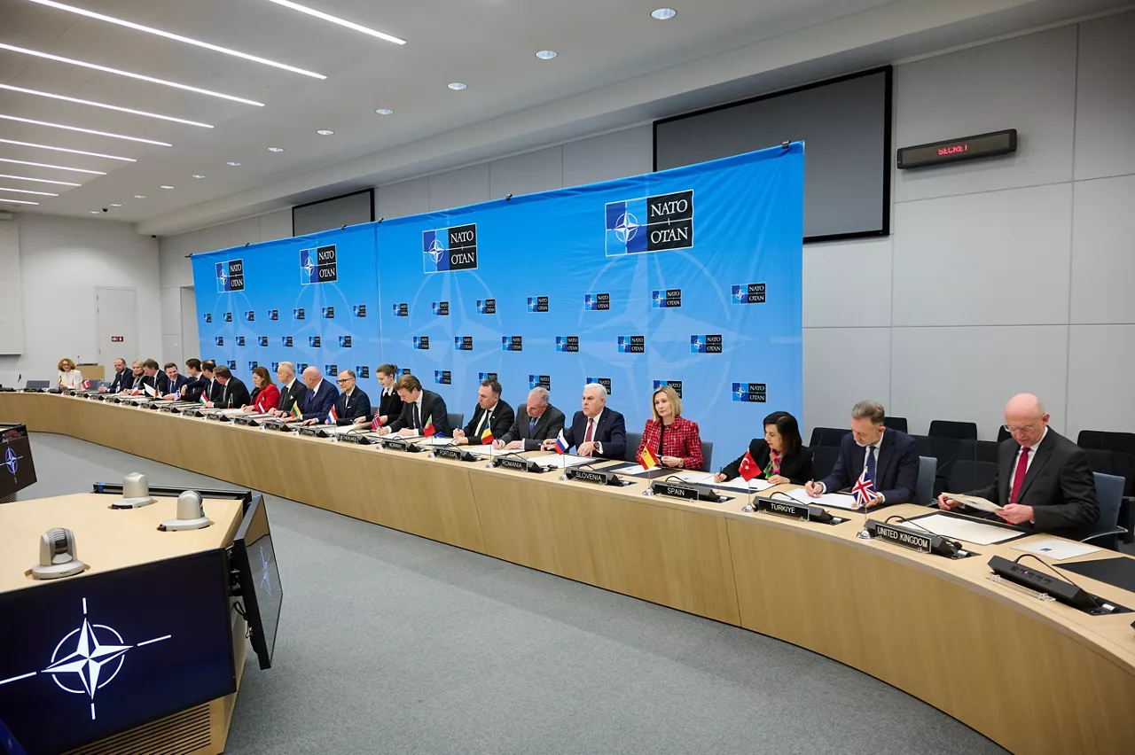Signing ceremony led by the Defence Investment Division of Letters of Intent and Memorandums of Understanding on Multinational Cooperation - Meeting of NATO Ministers of Defence, Brussels