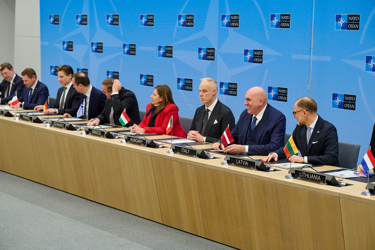 Signing ceremony led by the Defence Investment Division of Letters of Intent and Memorandums of Understanding on Multinational Cooperation - Meeting of NATO Ministers of Defence, Brussels