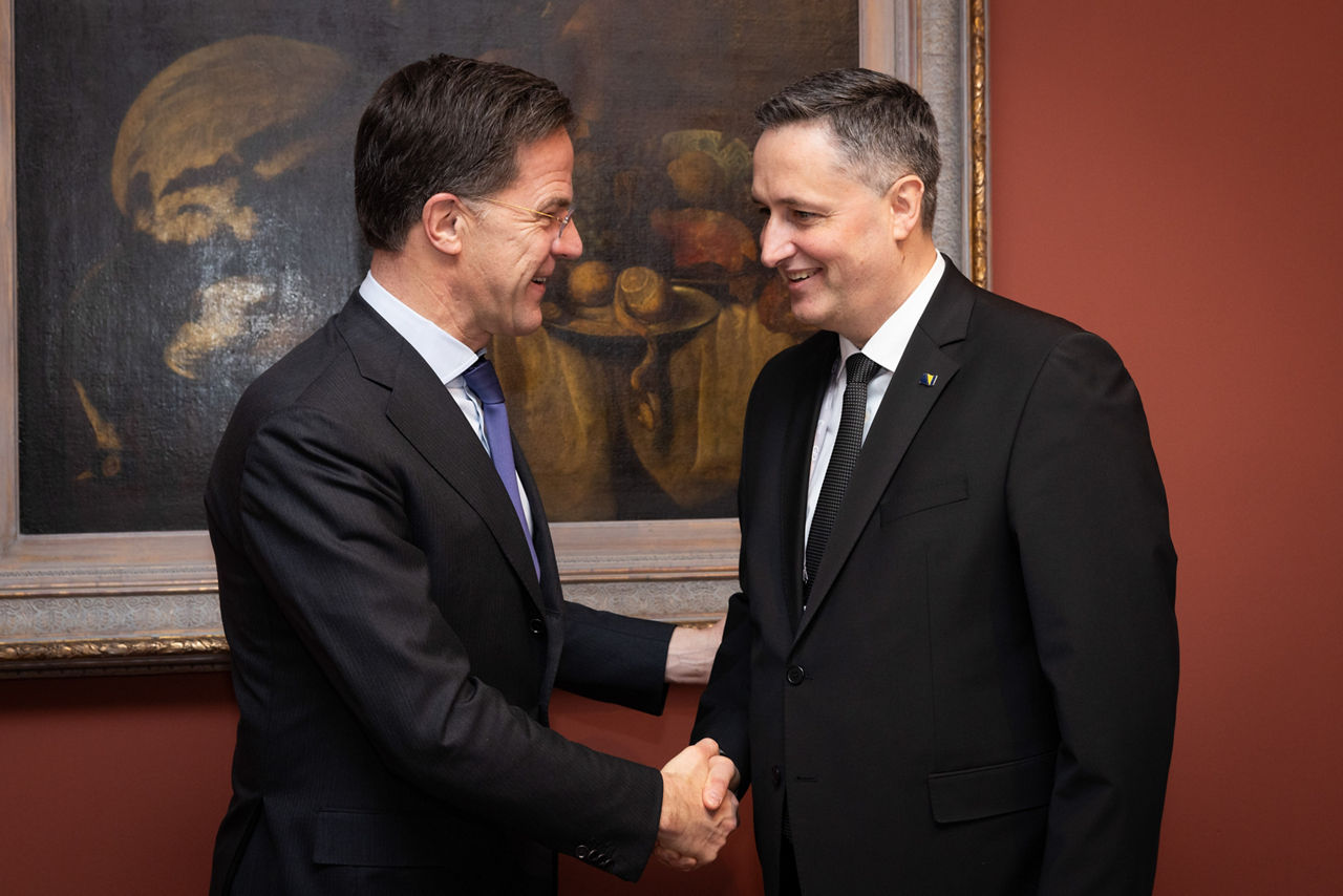 NATO Secretary General Mark Rutte with Denis Bećirović, President of the Member of the Presidency of Bosnia and Herzegovina