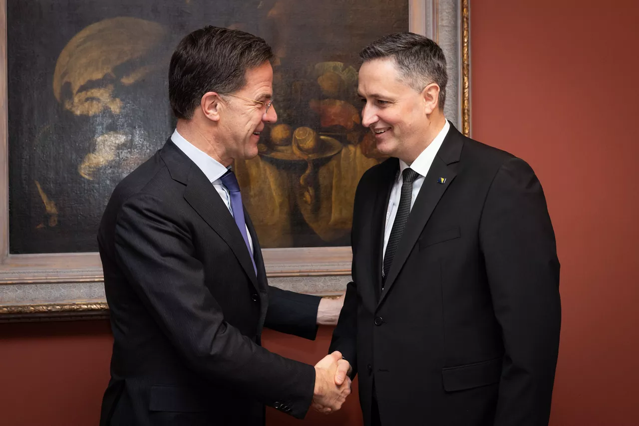 NATO Secretary General Mark Rutte with Denis Bećirović, President of the Member of the Presidency of Bosnia and Herzegovina