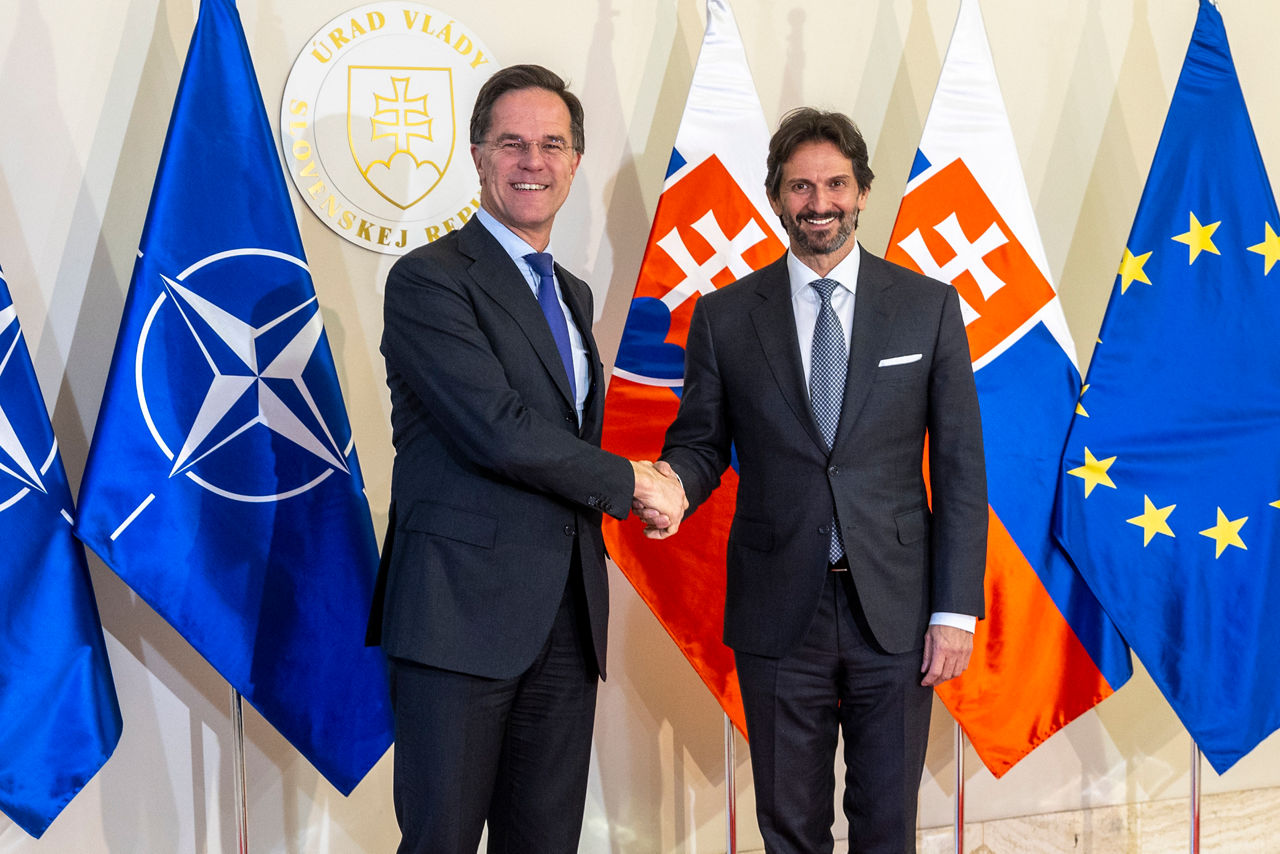 NATO Secretary General Mark Rutte meets with the Minister of Defence of the Slovak Republic, Robert Kaliňák