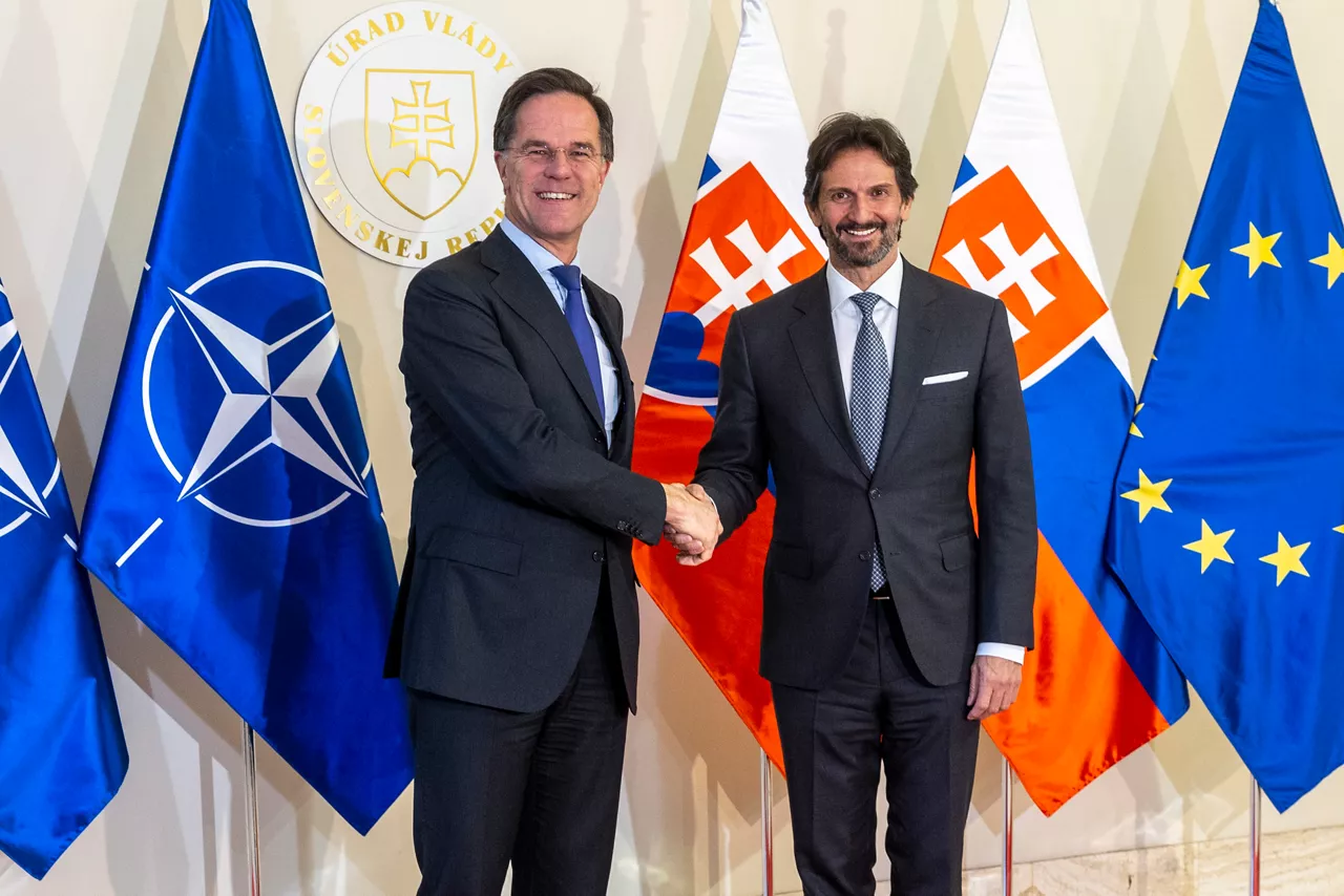 NATO Secretary General Mark Rutte meets with the Minister of Defence of the Slovak Republic, Robert Kaliňák