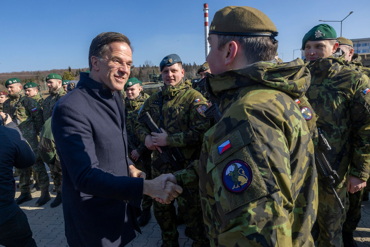 NATO Secretary General Mark Rutte visits the Forward Land Forces, stationed in Lešť.