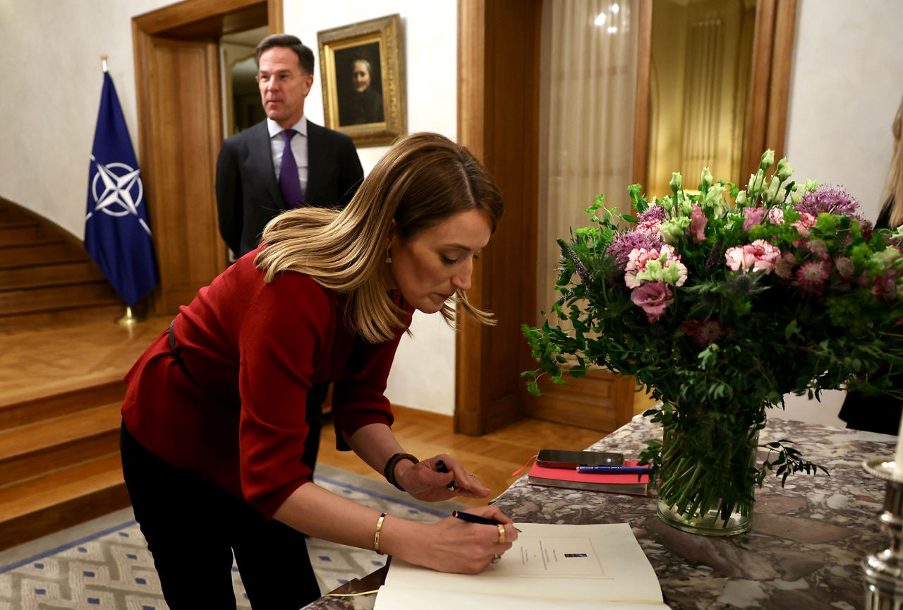 NATO Secretary General Mark Rutte and the President of the European Parliament, Roberta Metsola