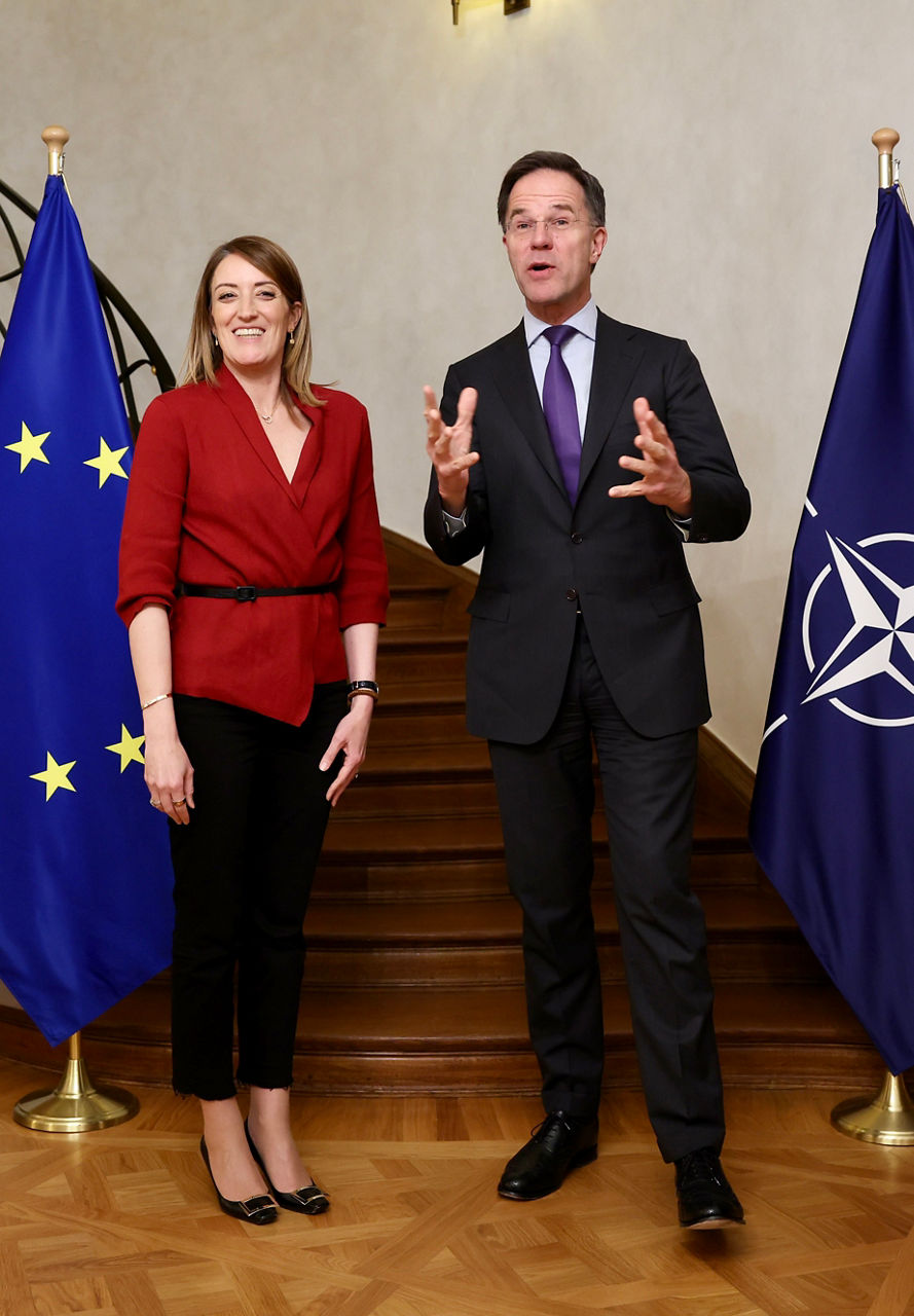 NATO Secretary General Mark Rutte and the President of the European Parliament, Roberta Metsola
