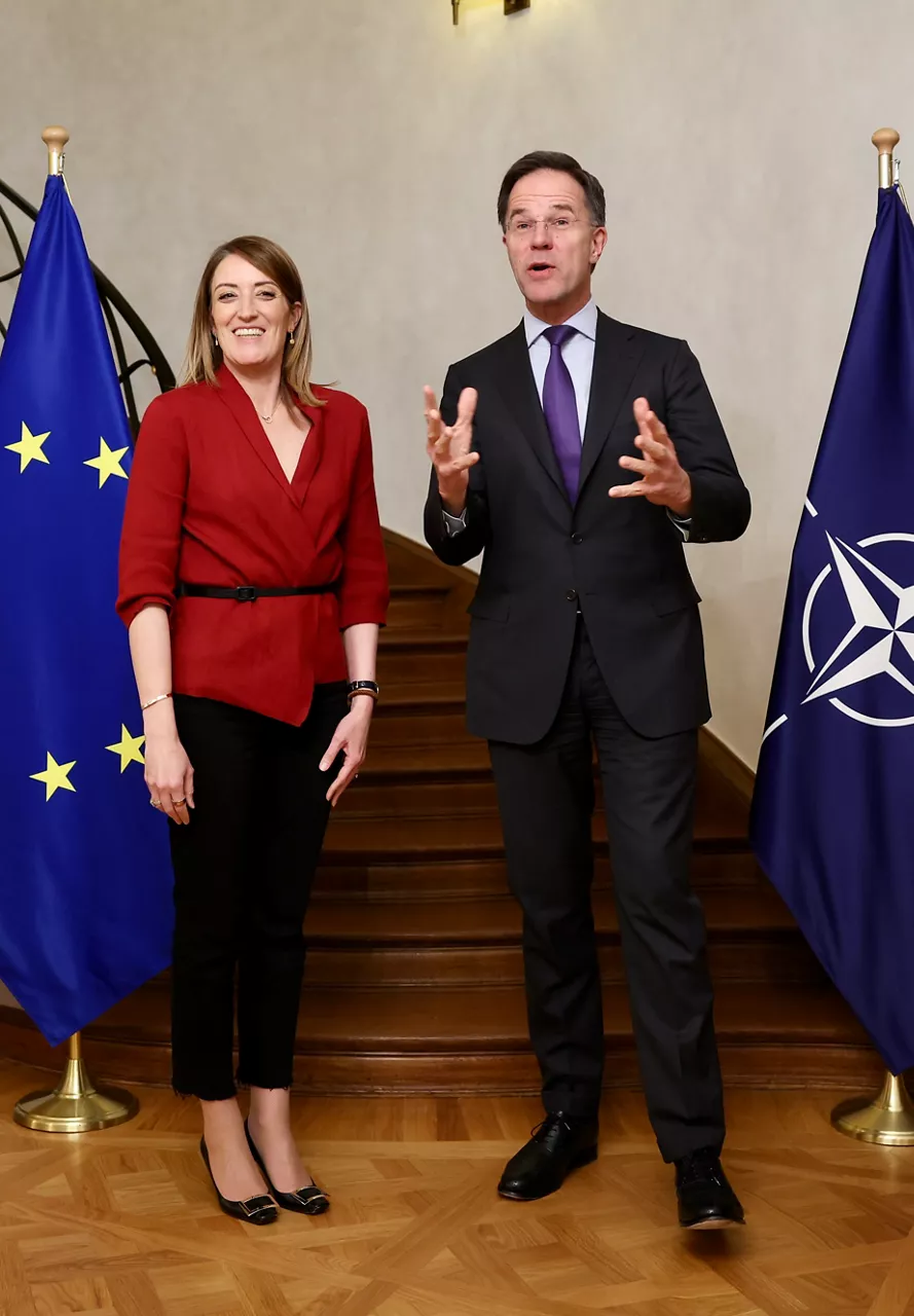 NATO Secretary General Mark Rutte and the President of the European Parliament, Roberta Metsola
