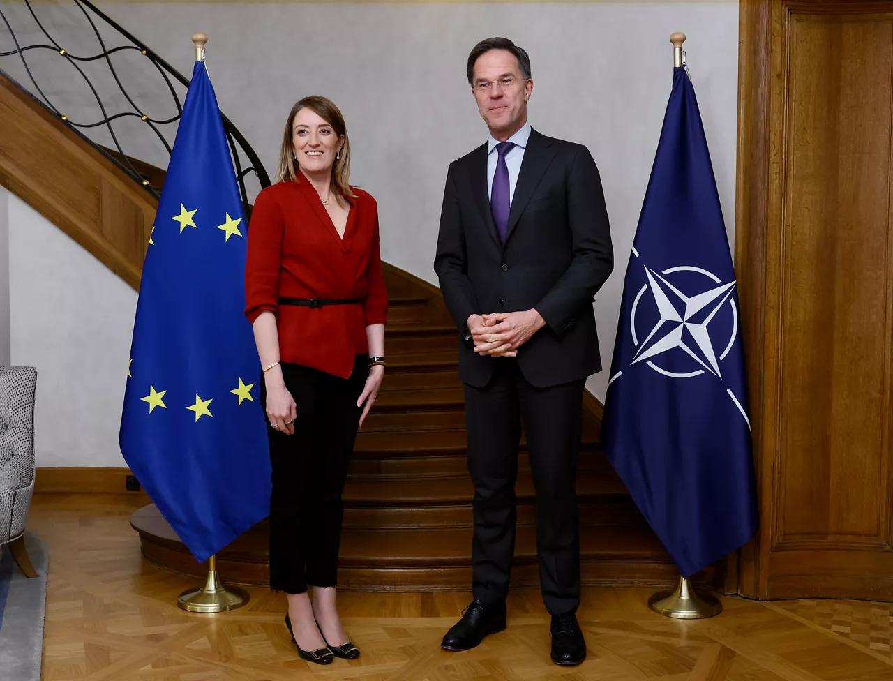 NATO Secretary General Mark Rutte and the President of the European Parliament, Roberta Metsola
