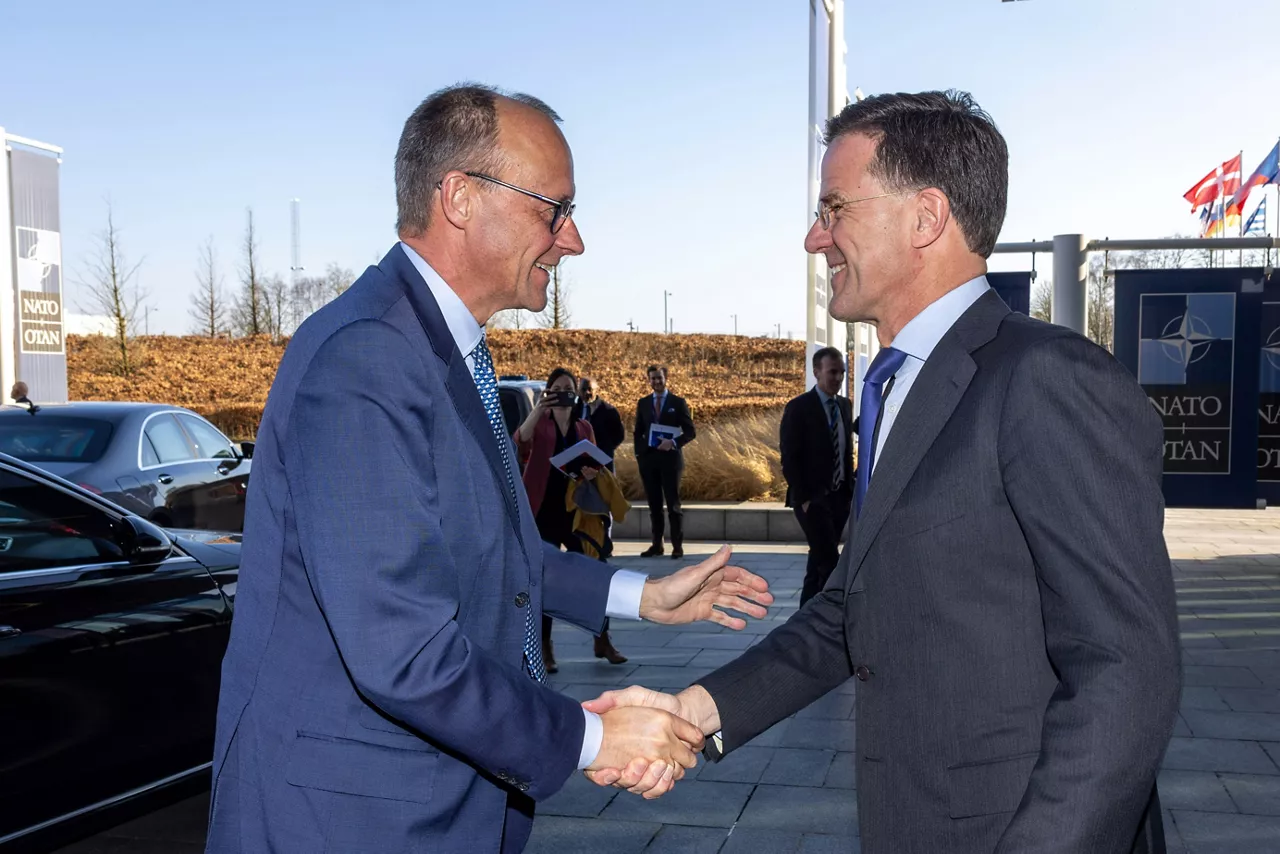 NATO Secretary General Mark Rutte meets with Friedrich Merz, Chairman of Germany’s Christian Democratic Union/Christian Social Union (CDU/CSU) parliamentary group