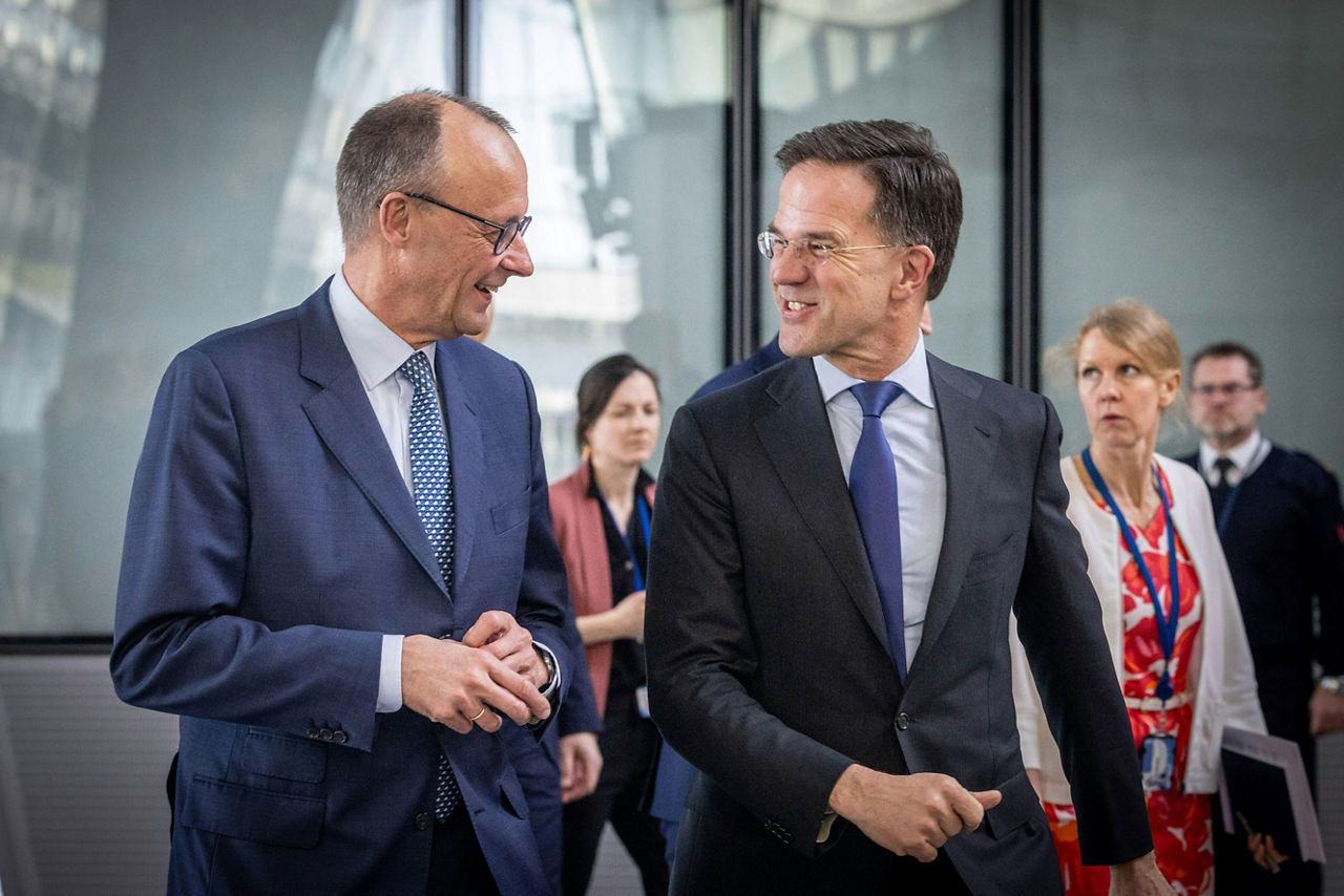 NATO Secretary General Mark Rutte meets with Friedrich Merz, Chairman of Germany’s Christian Democratic Union/Christian Social Union (CDU/CSU) parliamentary group