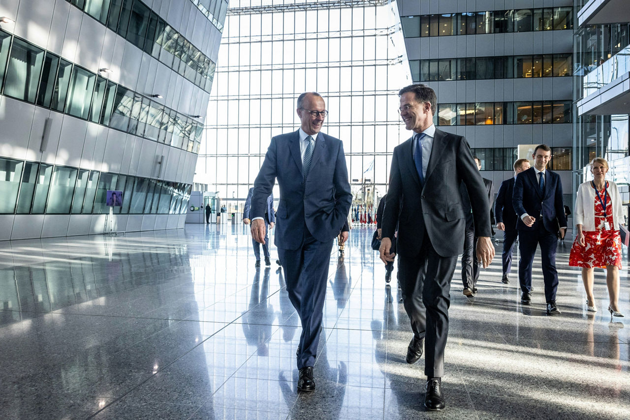 NATO Secretary General Mark Rutte meets with Friedrich Merz, Chairman of Germany’s Christian Democratic Union/Christian Social Union (CDU/CSU) parliamentary group