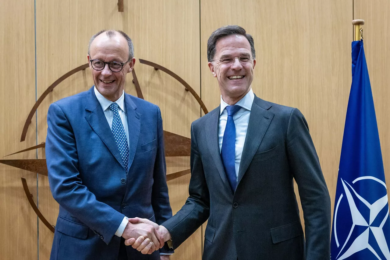 NATO Secretary General Mark Rutte meets with Friedrich Merz, Chairman of Germany’s Christian Democratic Union/Christian Social Union (CDU/CSU) parliamentary group