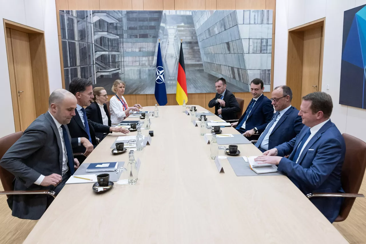 NATO Secretary General Mark Rutte meets with Friedrich Merz, Chairman of Germany’s Christian Democratic Union/Christian Social Union (CDU/CSU) parliamentary group