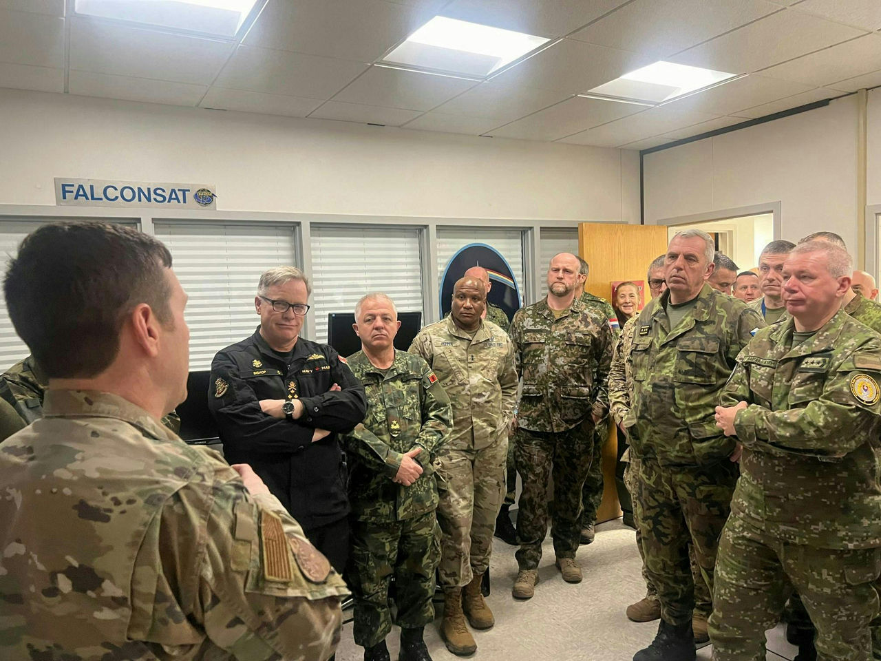 Members of the NATO Military Committee attend a briefing at the US Air Force Academy.