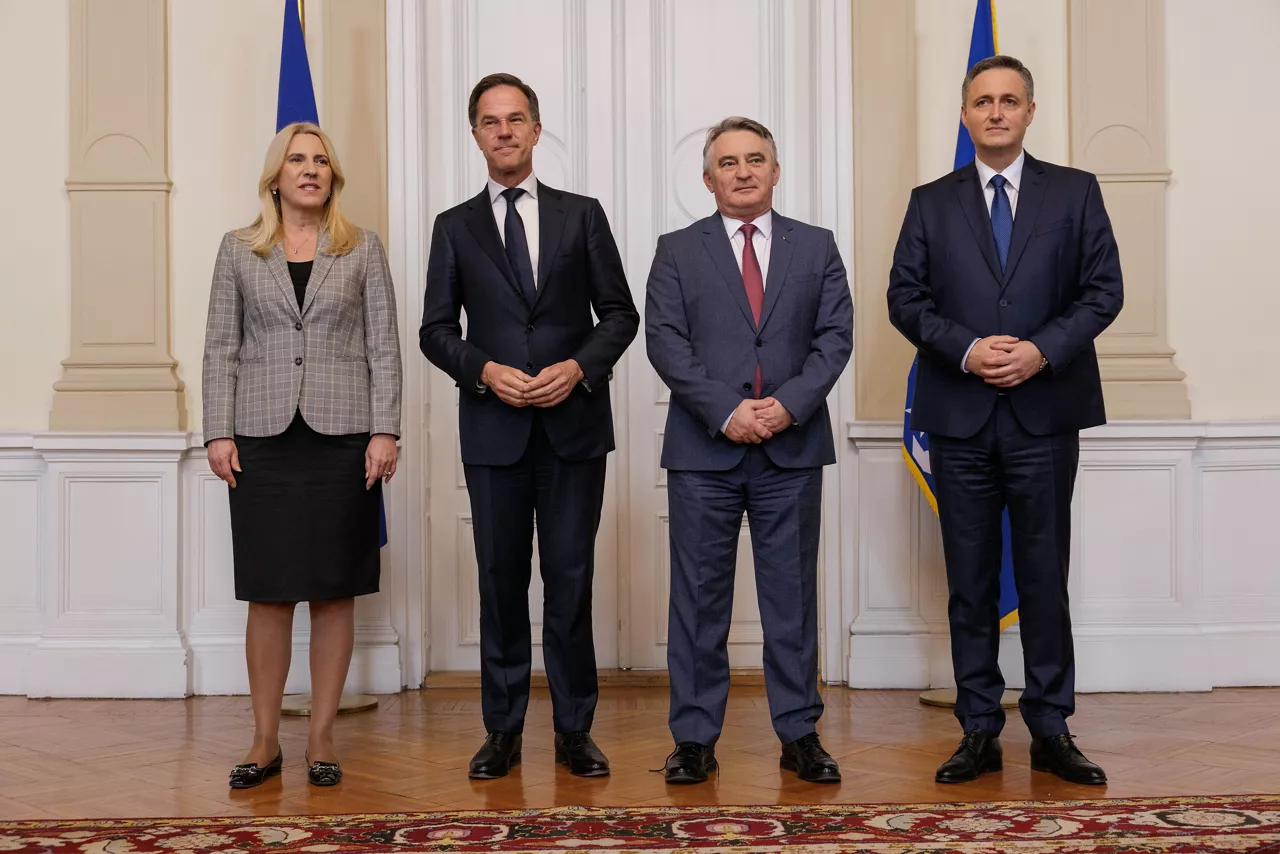 NATO Secretary General Mark Rutte with Members of the Presidency of Bosnia and Herzegovina, Željka Cvijanović, Željko Komšić and Denis Bećirović