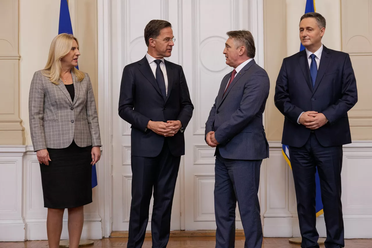 NATO Secretary General Mark Rutte with Members of the Presidency of Bosnia and Herzegovina, Željka Cvijanović, Željko Komšić and Denis Bećirović