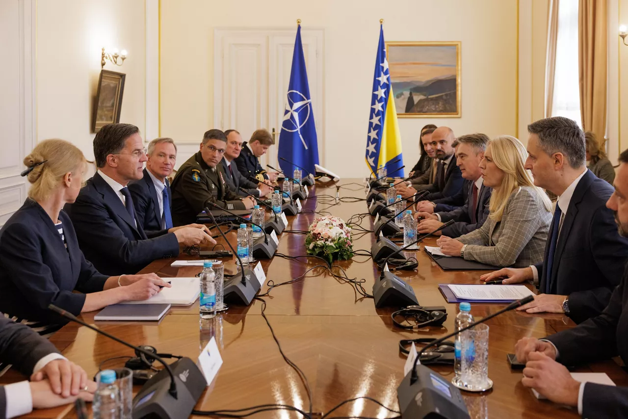 NATO Secretary General Mark Rutte meets with the members of the Presidency of Bosnia and Herzegovina, Željka Cvijanović, Željko Komšić and Denis Bećirović
