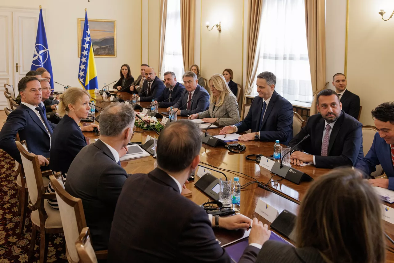 NATO Secretary General Mark Rutte meets with the members of the Presidency of Bosnia and Herzegovina, Željka Cvijanović, Željko Komšić and Denis Bećirović