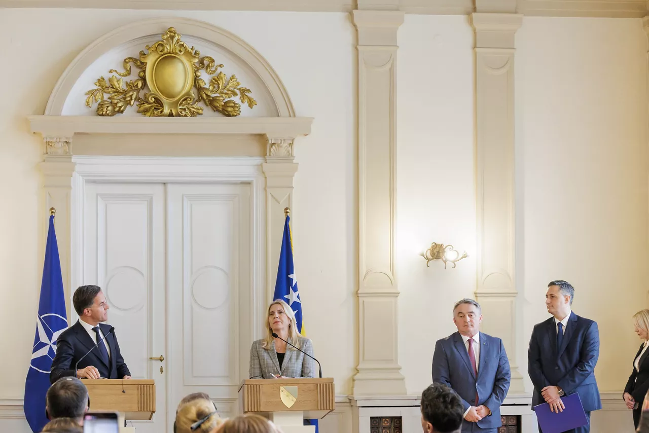 Joint press statements by NATO Secretary General Mark Rutte and the members of the Presidency of Bosnia and Herzegovina, Željka Cvijanović, Željko Komšić and Denis Bećirović