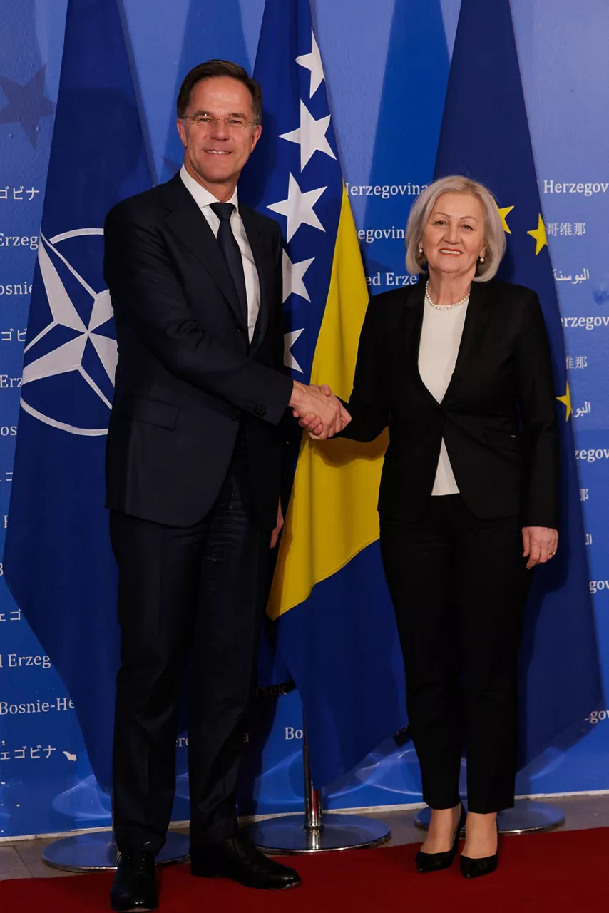 NATO Secretary General Mark Rutte meets with the Chairperson of the Council of Ministers of Bosnia and Herzegovina, Borjana Krišto