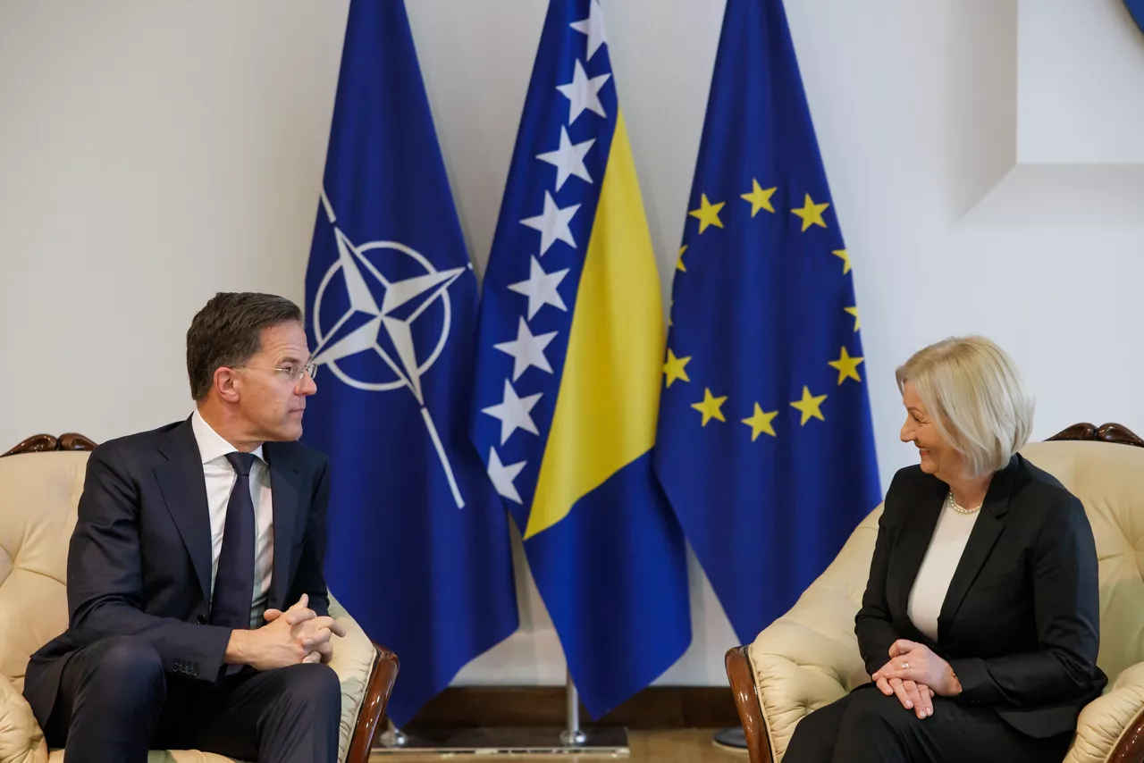 NATO Secretary General Mark Rutte meets with the Chairperson of the Council of Ministers of Bosnia and Herzegovina, Borjana Krišto