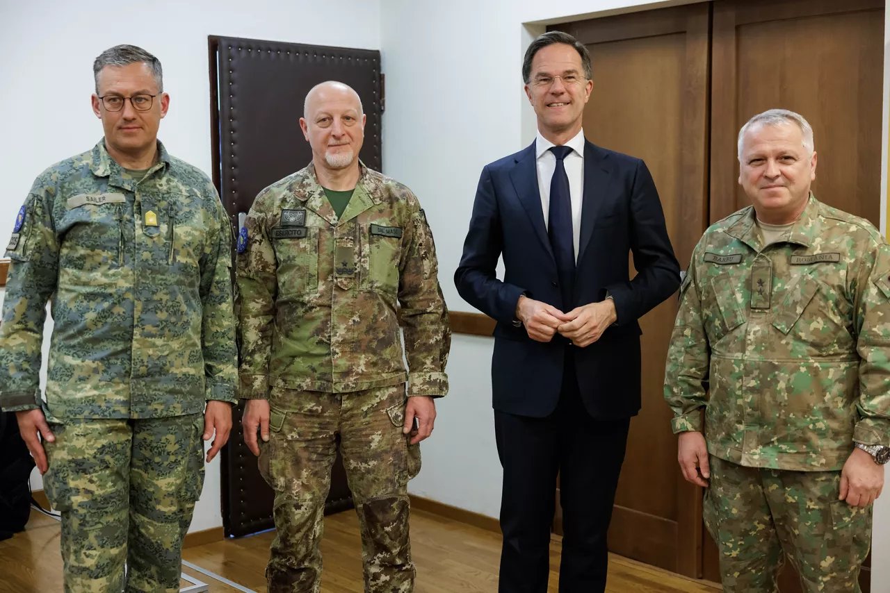 NATO Secretary General Mark Rutte meets with the Commander of the European Union Force in BiH, Major General Florin-Marian Barbu 