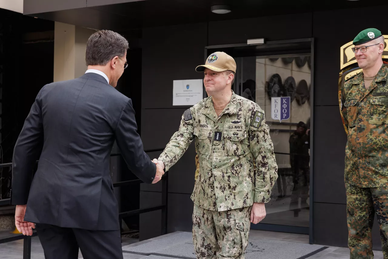 NATO Secretary General Mark Rutte with Admiral Stuart B. Munsch, Commander of Allied Joint Force Command Naples 