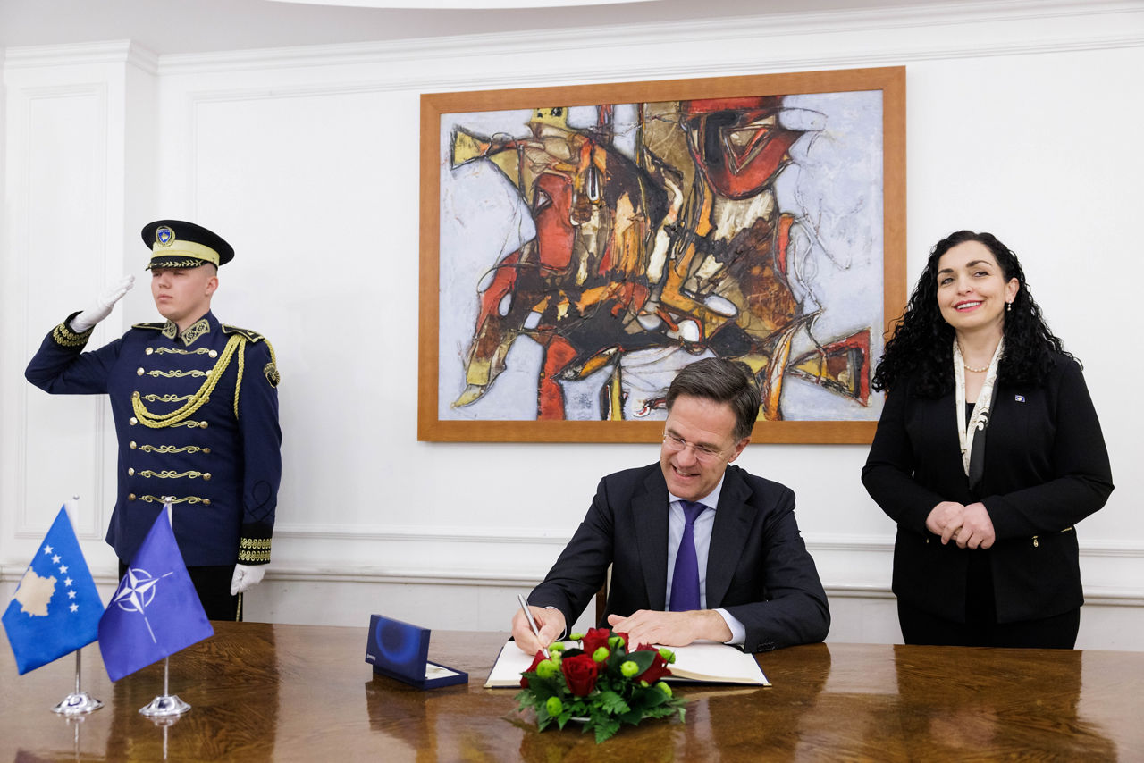 NATO Secretary General Mark Rutte meets with Ms Vjosa Osmani