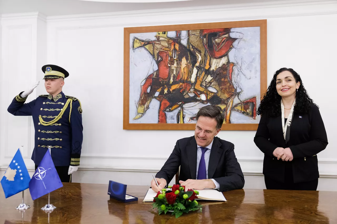 NATO Secretary General Mark Rutte meets with Ms Vjosa Osmani