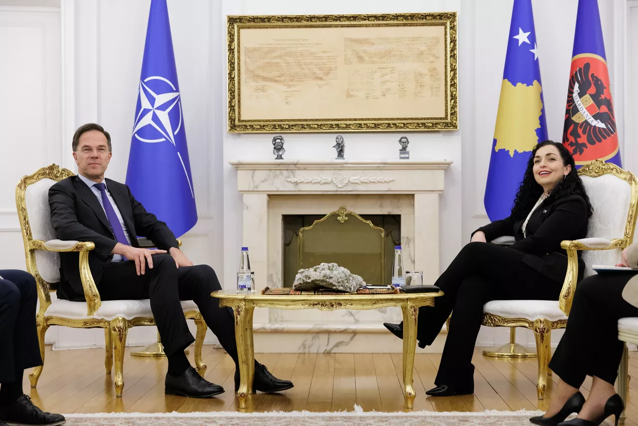 NATO Secretary General Mark Rutte meets with Ms Vjosa Osmani