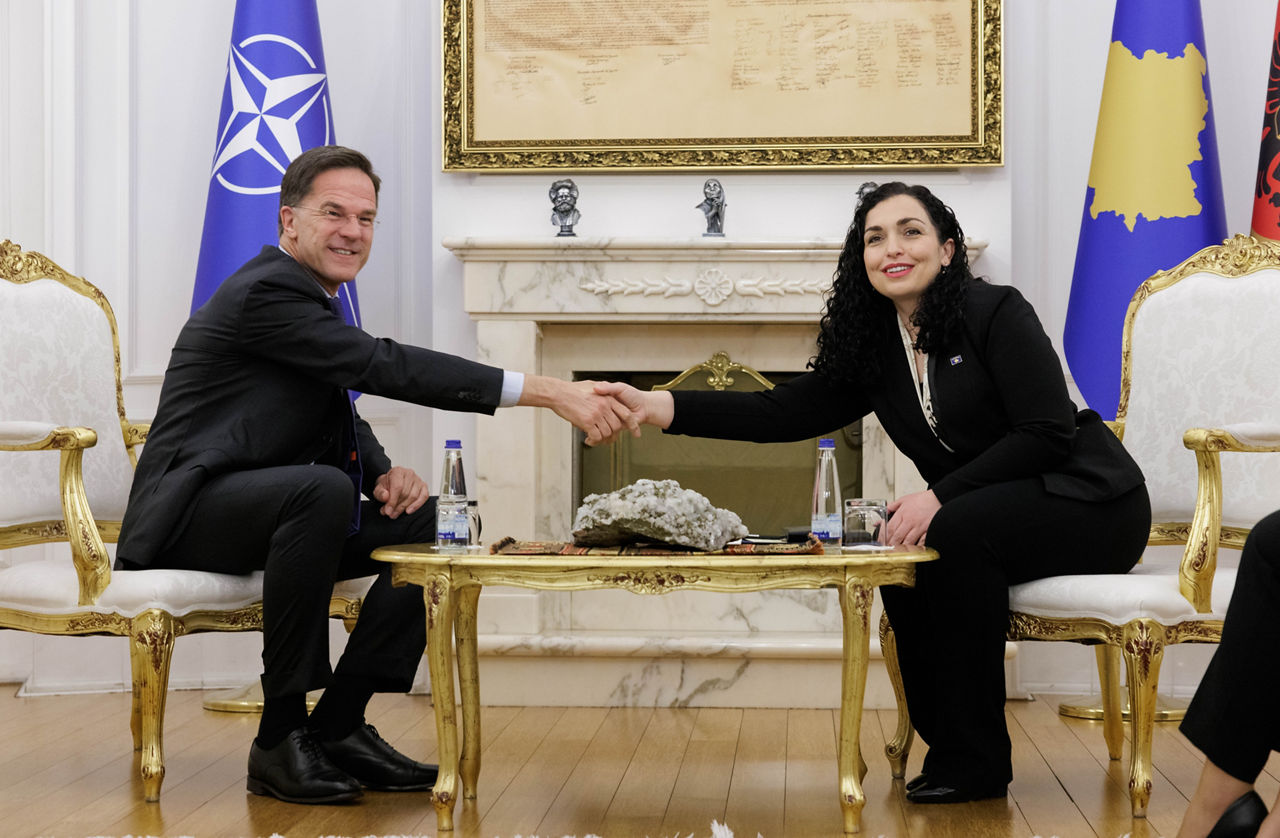 NATO Secretary General Mark Rutte meets with Ms Vjosa Osmani