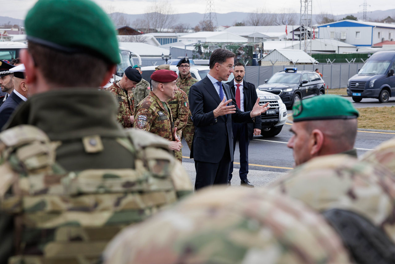 NATO Secretary General Mark Rutte and NATO Deputy Secretary General Radmila Shekerinska visit a static display and engage with KFOR and NALT personnel
