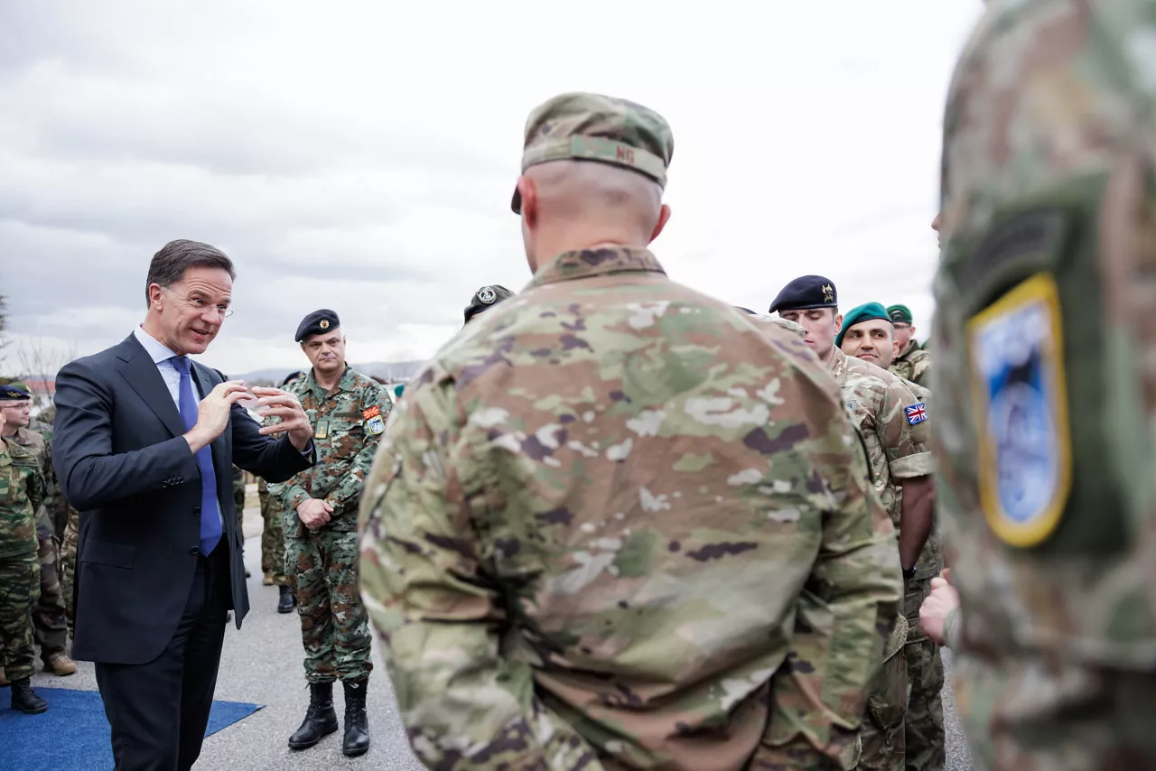 NATO Secretary General Mark Rutte and NATO Deputy Secretary General Radmila Shekerinska visit a static display and engage with KFOR and NALT personnel