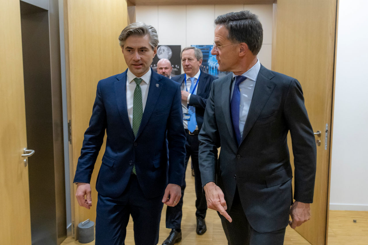 NATO Secretary General Mark Rutte meets the Minister of Foreign Affairs of the Republic of Lithuania,  Kęstutis Budrys