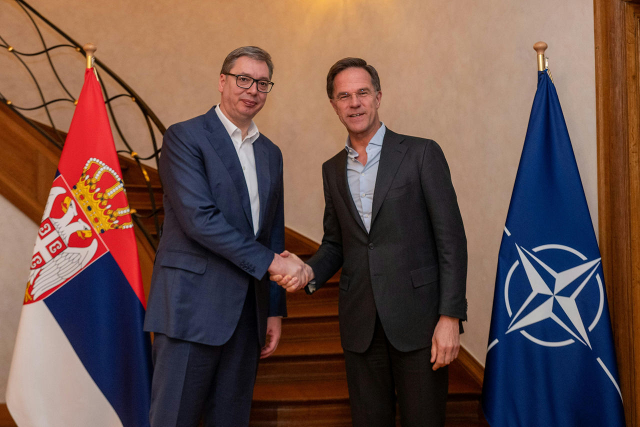 NATO Secretary General Mark Rutte with Aleksandar Vučić, President of Serbia