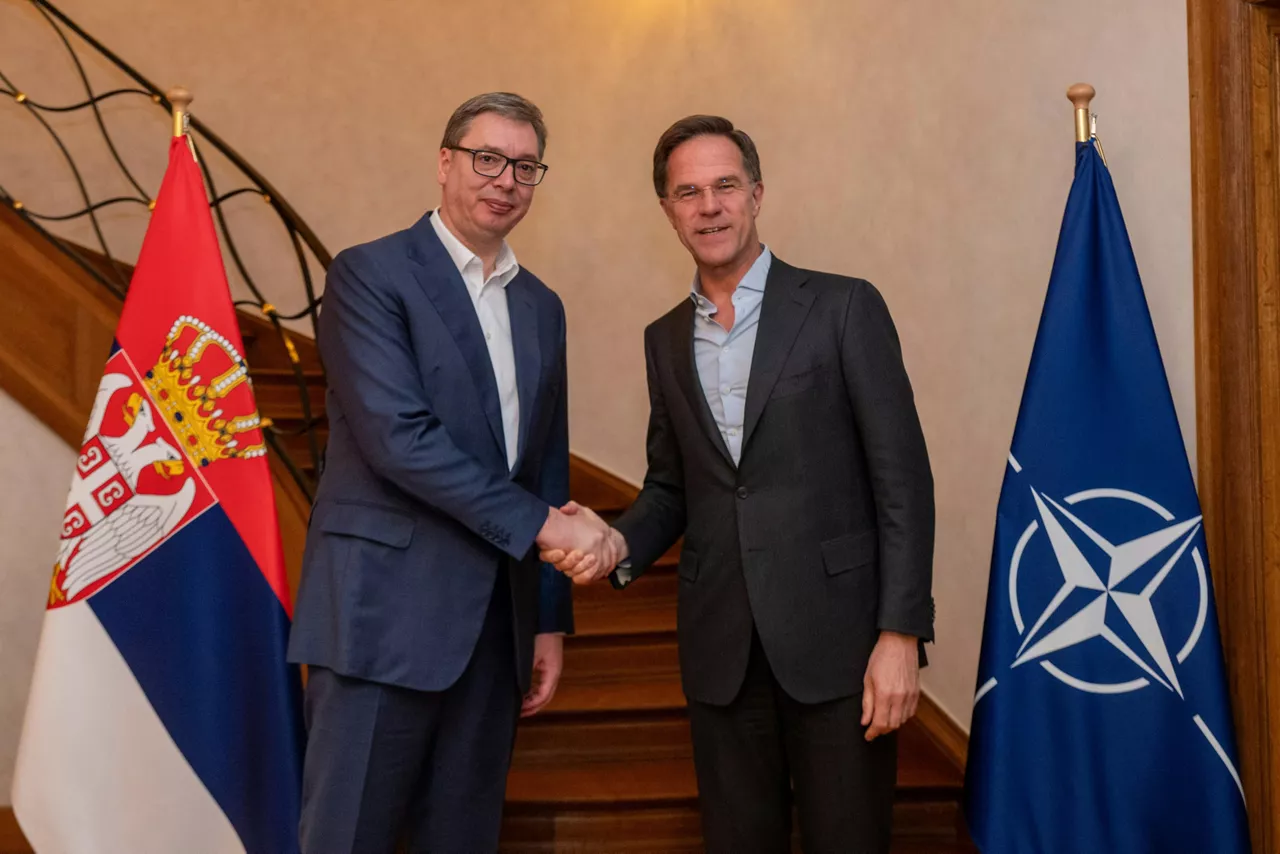 NATO Secretary General Mark Rutte with Aleksandar Vučić, President of Serbia