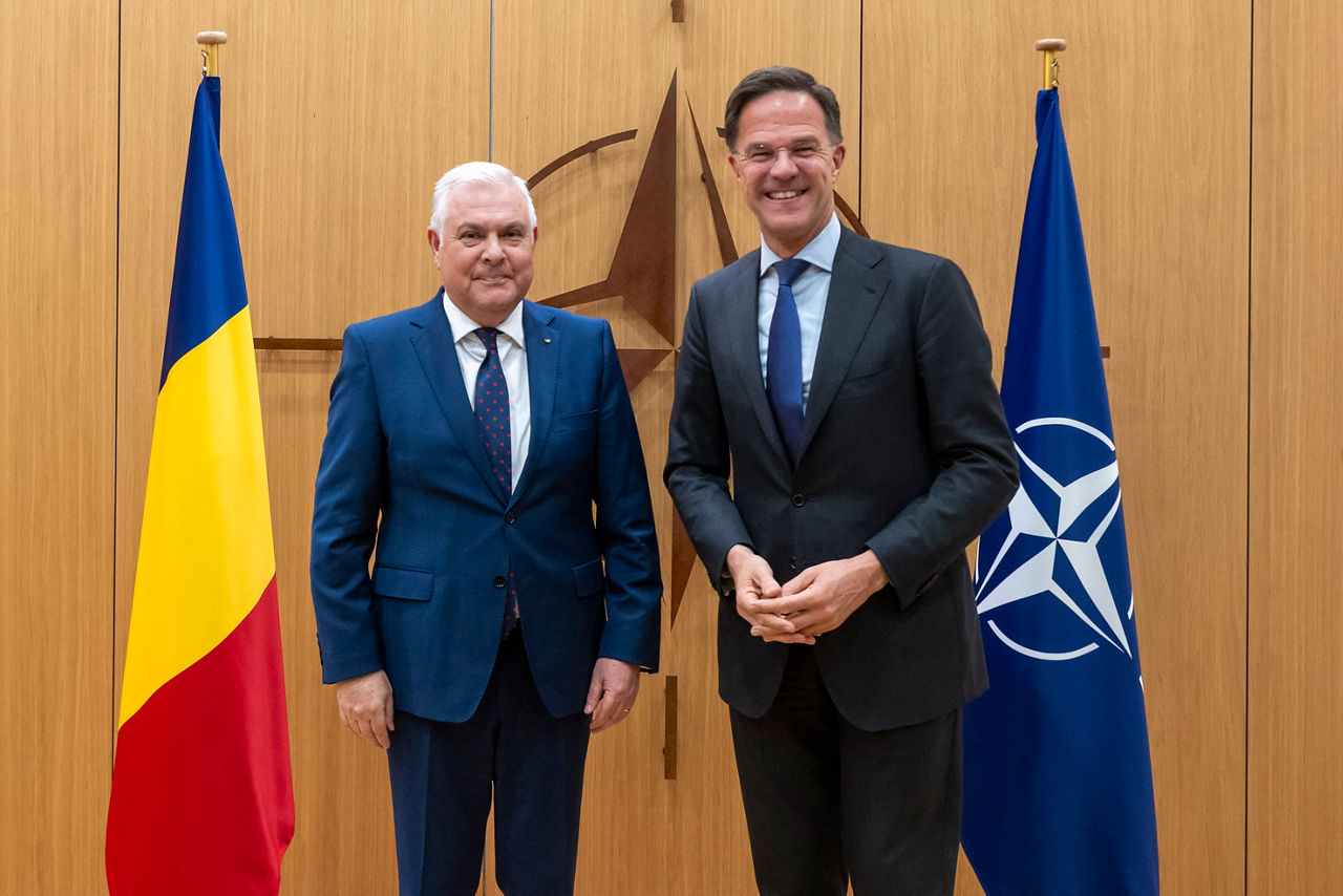 NATO Secretary General Mark Rutte meets with the Minister of Defence of Romania, Angel Tîlvăr