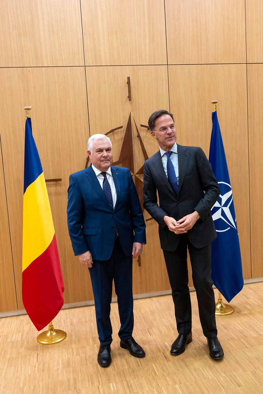 NATO Secretary General Mark Rutte meets with the Minister of Defence of Romania, Angel Tîlvăr