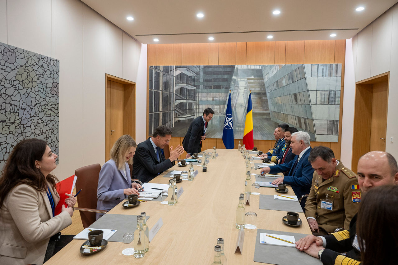 NATO Secretary General Mark Rutte meets with the Minister of Defence of Romania, Angel Tîlvăr