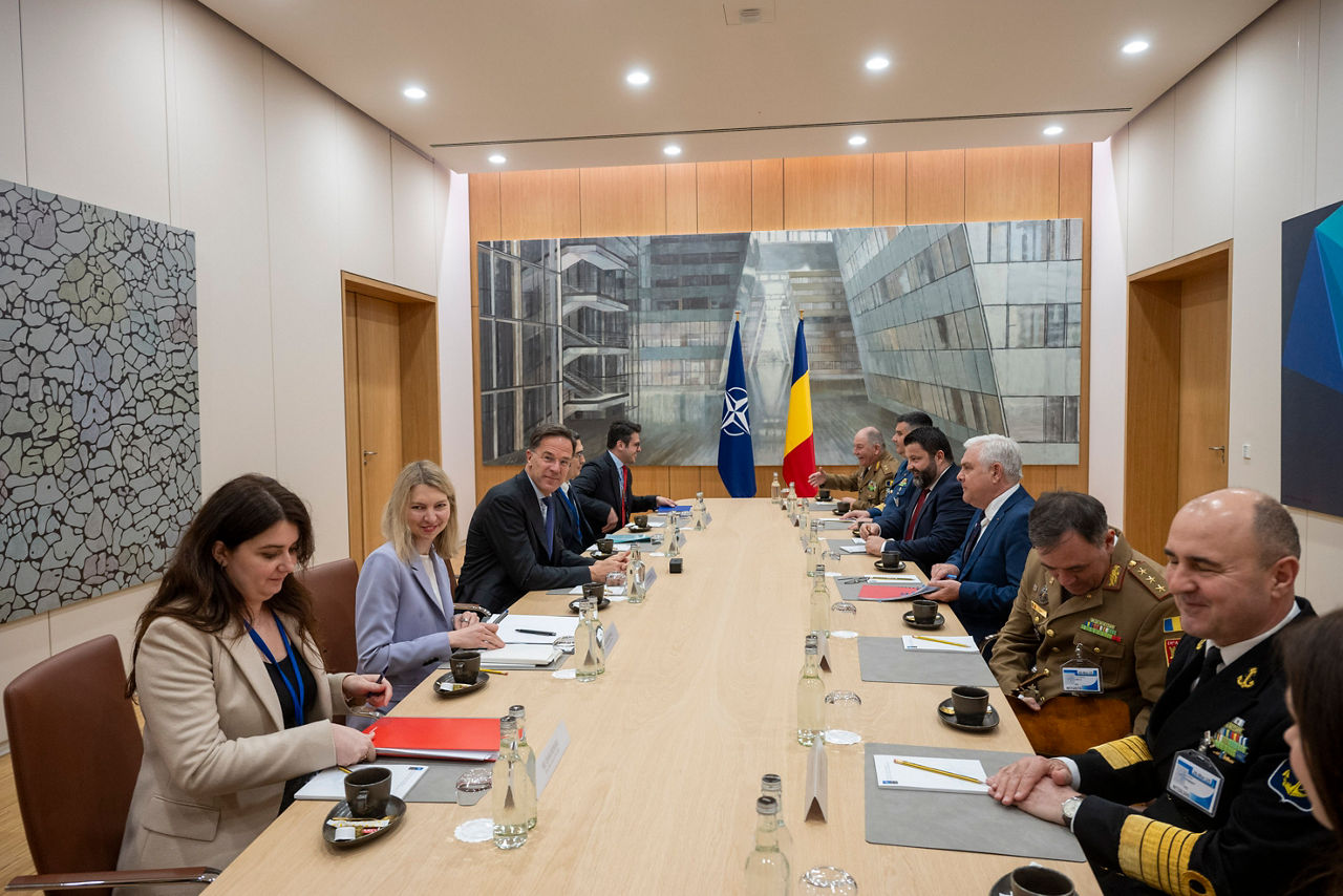 NATO Secretary General Mark Rutte meets with the Minister of Defence of Romania, Angel Tîlvăr