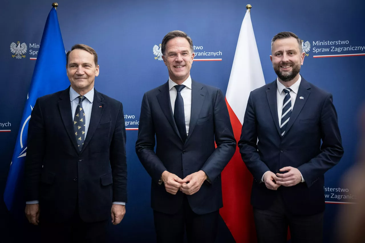NATO Secretary General Mark Rutte meets with Poland's Minister of Foreign Affairs, Radosław Sikorski and Minister of Defence, Władysław Kosiniak-Kamysz